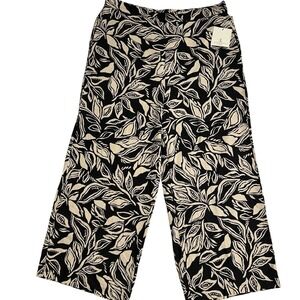 JULES & LEOPOLD Women's XL Black Tan Pull-On Stretch Wide Leg Cropped Pants‎ NEW